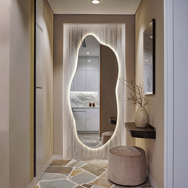 Miroir forme irrégulière lumineux 35x80 cm