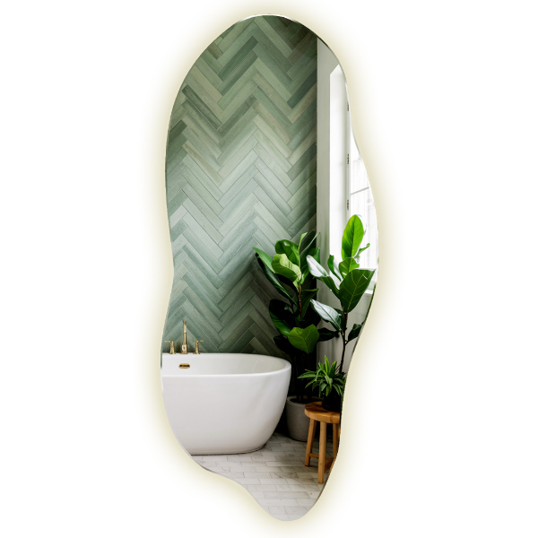 Miroir forme irrégulière lumineux 35x80 cm