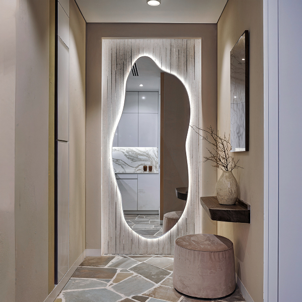 Miroir forme irrégulière lumineux 40x90 cm