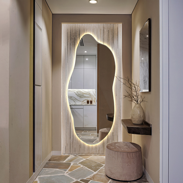 Miroir forme irrégulière lumineux 40x90 cm