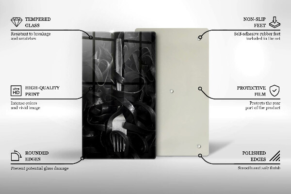 Protection plaque induction Pâtes noires et fourchette