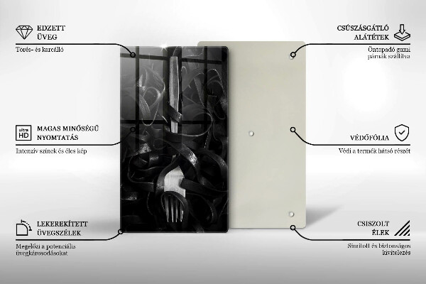 Protection plaque induction Pâtes noires et fourchette