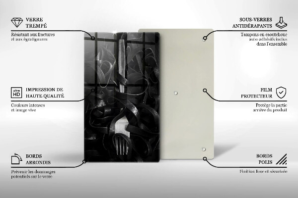 Protection plaque induction Pâtes noires et fourchette