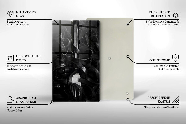 Protection plaque induction Pâtes noires et fourchette