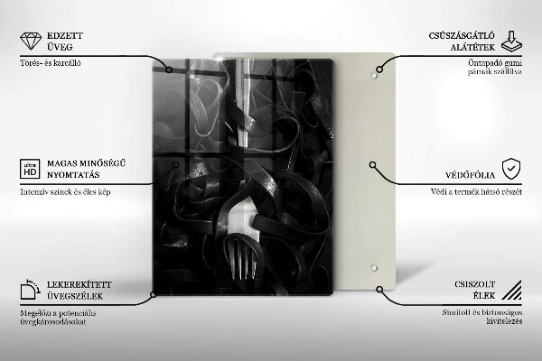 Protection plaque induction Pâtes noires et fourchette