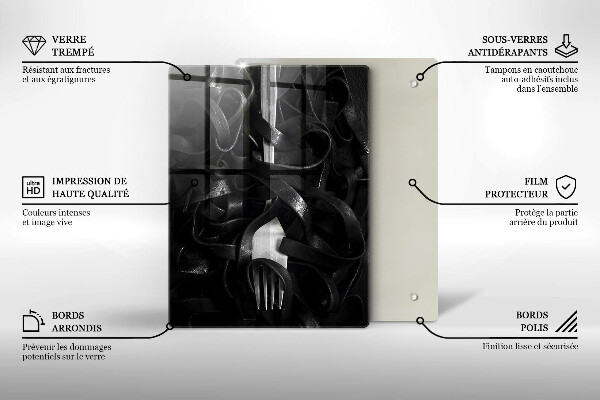 Protection plaque induction Pâtes noires et fourchette