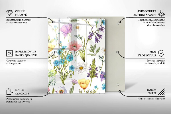Protection plaque induction Illustration de fleurs