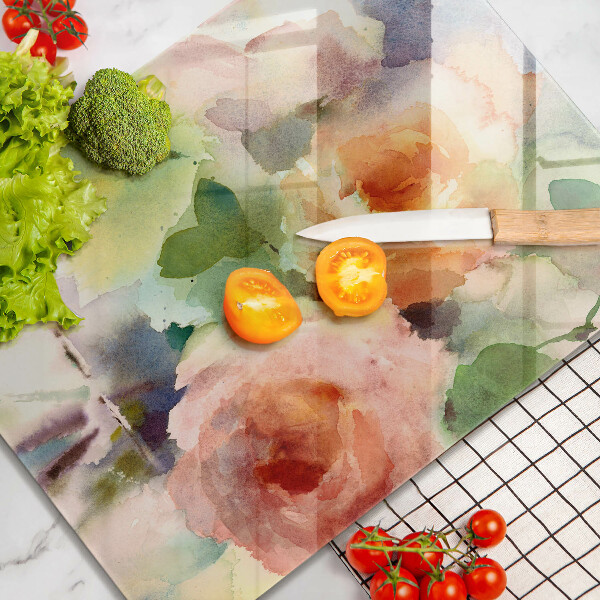 Protection plaque induction Fleurs peintes