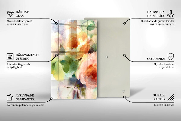 Protection plaque induction Fleurs peintes