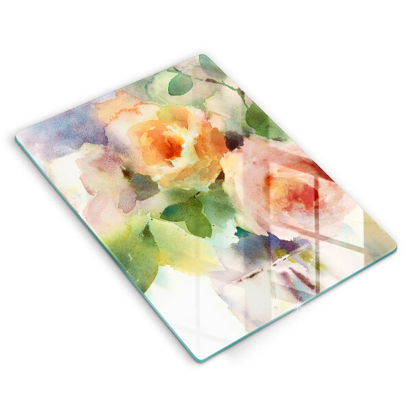 Protection plaque induction Fleurs peintes