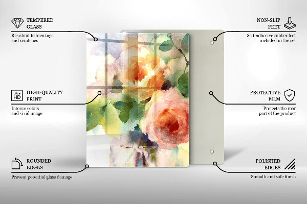 Protection plaque induction Fleurs peintes