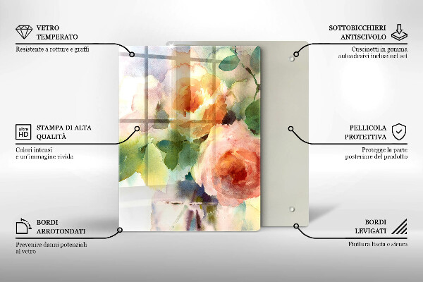 Protection plaque induction Fleurs peintes