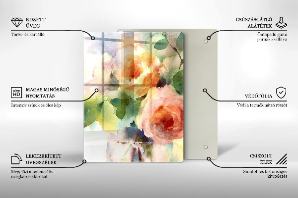 Protection plaque induction Fleurs peintes