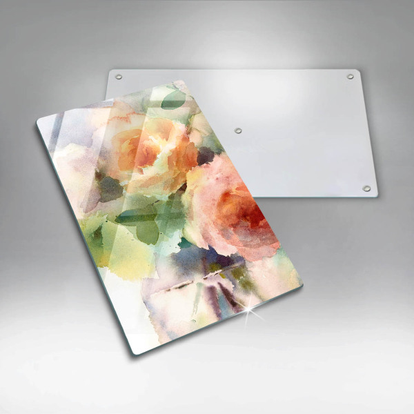 Protection plaque induction Fleurs peintes