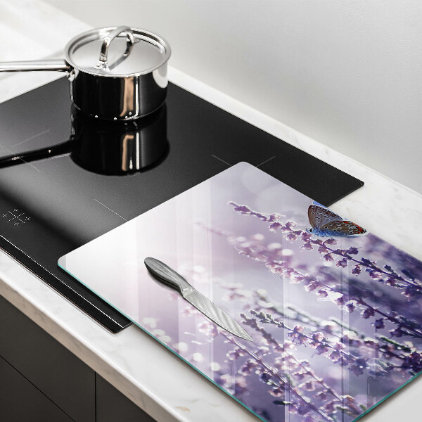 Protection plaque induction Fleurs sauvages et papillon