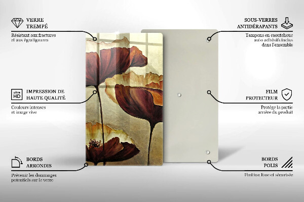 Protection plaque induction Fleurs de bohème peintes