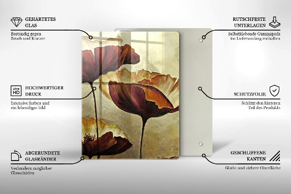 Protection plaque induction Fleurs de bohème peintes