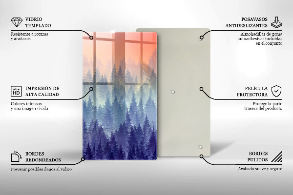 Protection plaque induction Forêt au coucher du soleil