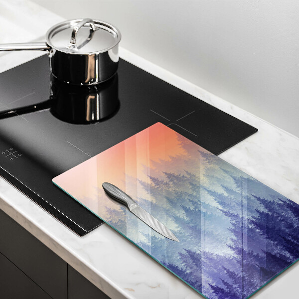 Protection plaque induction Forêt au coucher du soleil