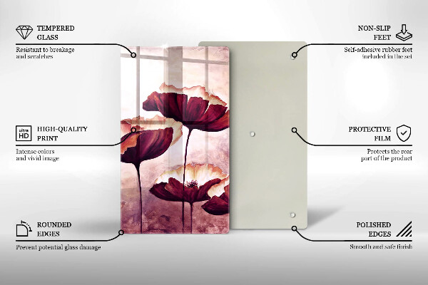 Protection plaque induction Peinture de fleurs