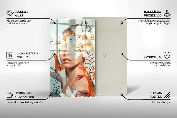 Protection plaque induction Femme en fleurs