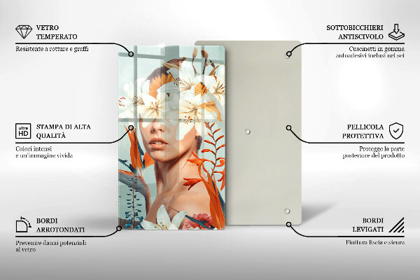 Protection plaque induction Femme en fleurs