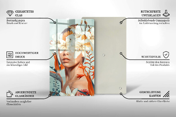 Protection plaque induction Femme en fleurs