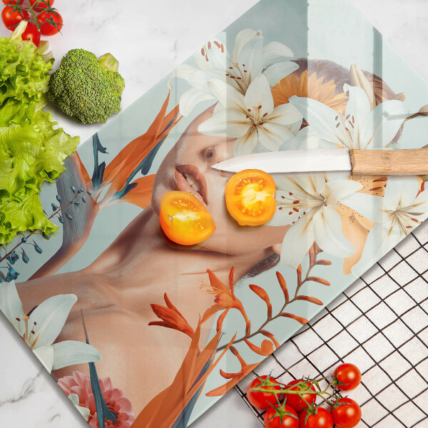 Protection plaque induction Femme en fleurs