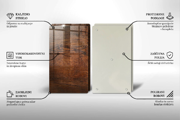 Cache plaque de cuisson Planche de bois foncé