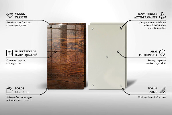 Cache plaque de cuisson Planche de bois foncé