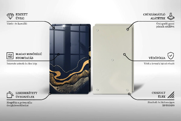 Cache plaque de cuisson Lignes dorées abstraites