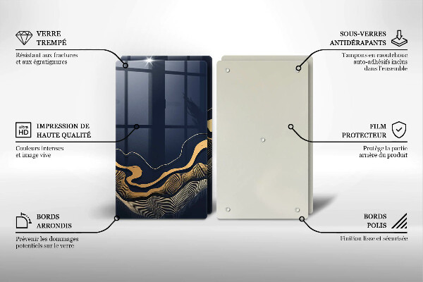 Cache plaque de cuisson Lignes dorées abstraites