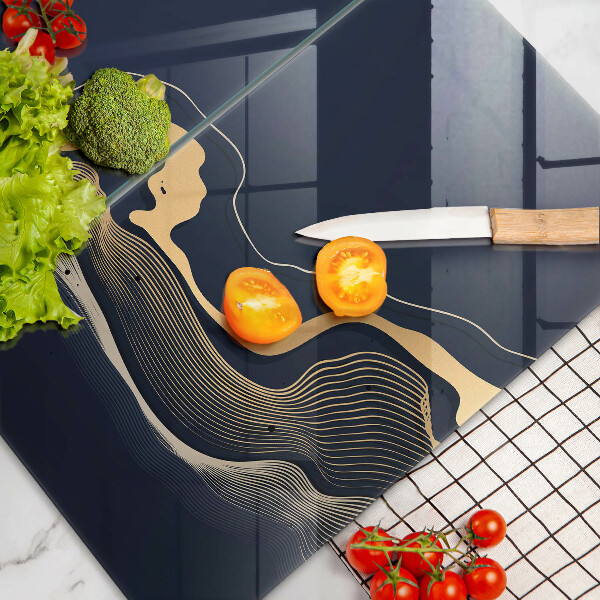 Cache plaque de cuisson Lignes dorées abstraites