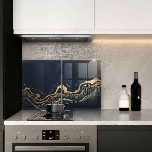 Cache plaque de cuisson Lignes dorées abstraites