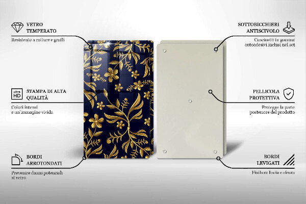 Cache plaque de cuisson Motif fleur doré