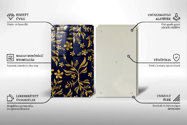 Cache plaque de cuisson Motif fleur doré