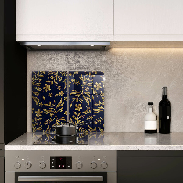 Cache plaque de cuisson Motif fleur doré