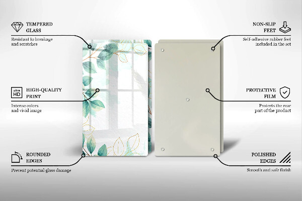 Cache plaque de cuisson Feuilles peintes