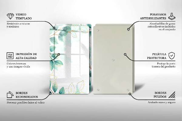 Cache plaque de cuisson Feuilles peintes