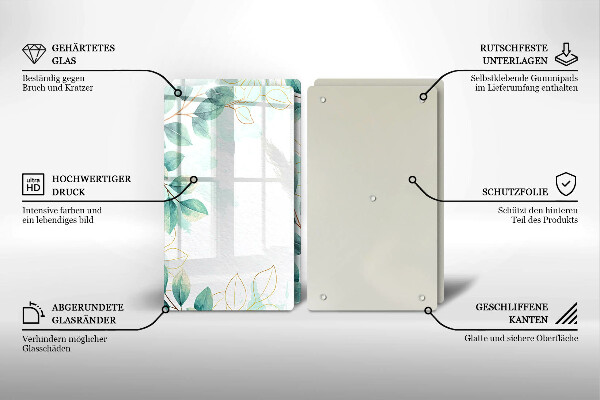 Cache plaque de cuisson Feuilles peintes