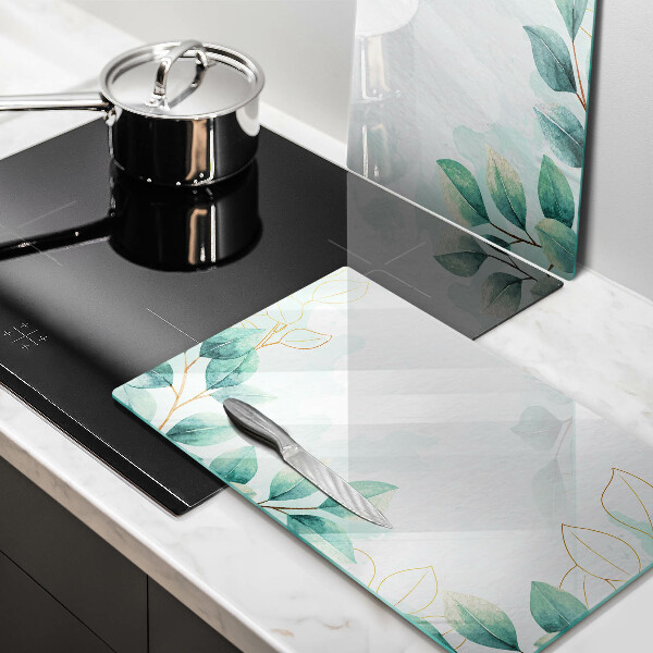 Cache plaque de cuisson Feuilles peintes