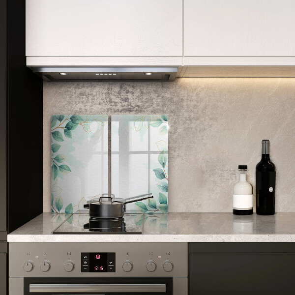 Cache plaque de cuisson Feuilles peintes