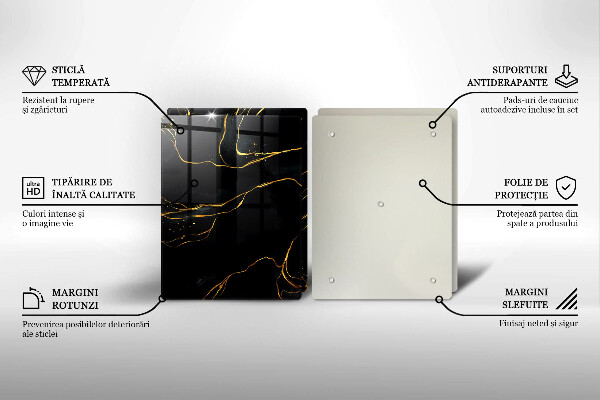 Cache plaque de cuisson Marbre noir