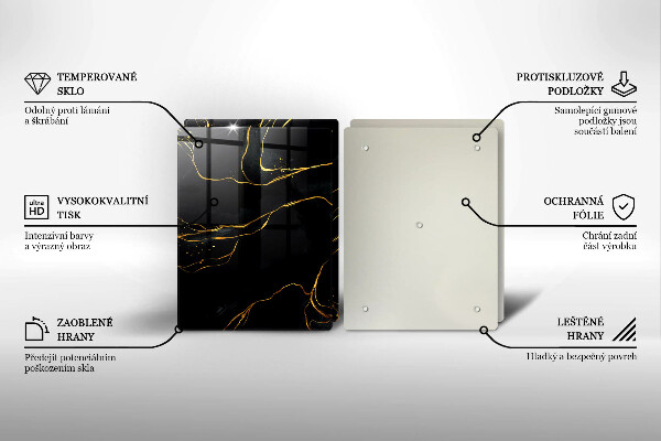 Cache plaque de cuisson Marbre noir