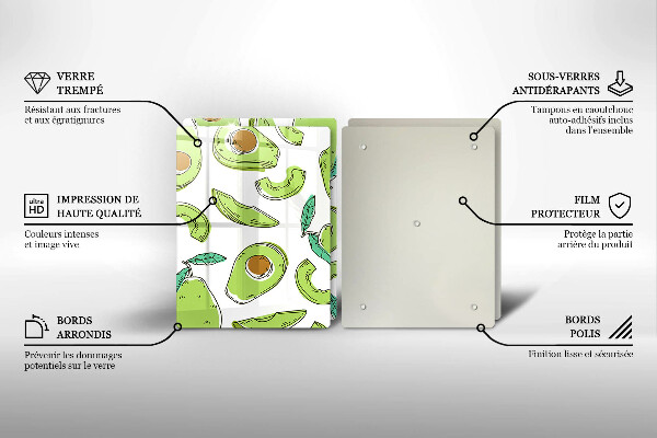 Cache plaque de cuisson Avocat et poire