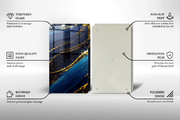 Protection plaque induction Abstraction bleu marine