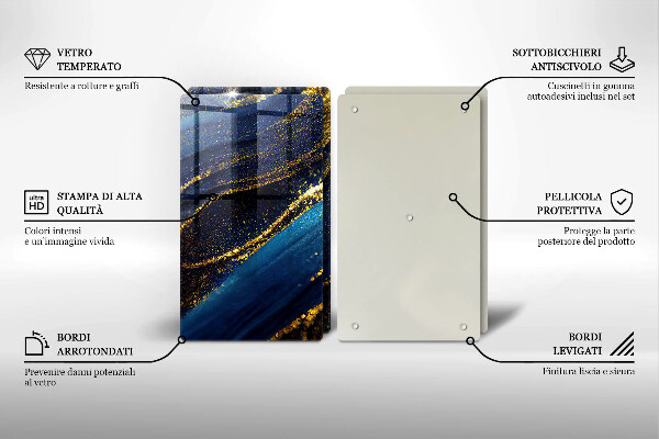 Protection plaque induction Abstraction bleu marine