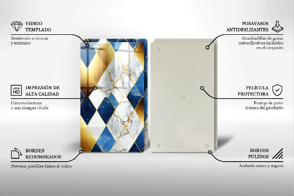 Protection plaque induction Losanges de marbre doré