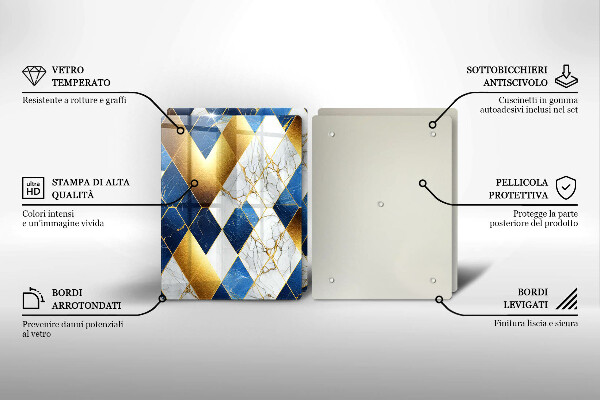 Protection plaque induction Losanges de marbre doré