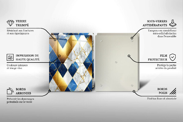 Protection plaque induction Losanges de marbre doré